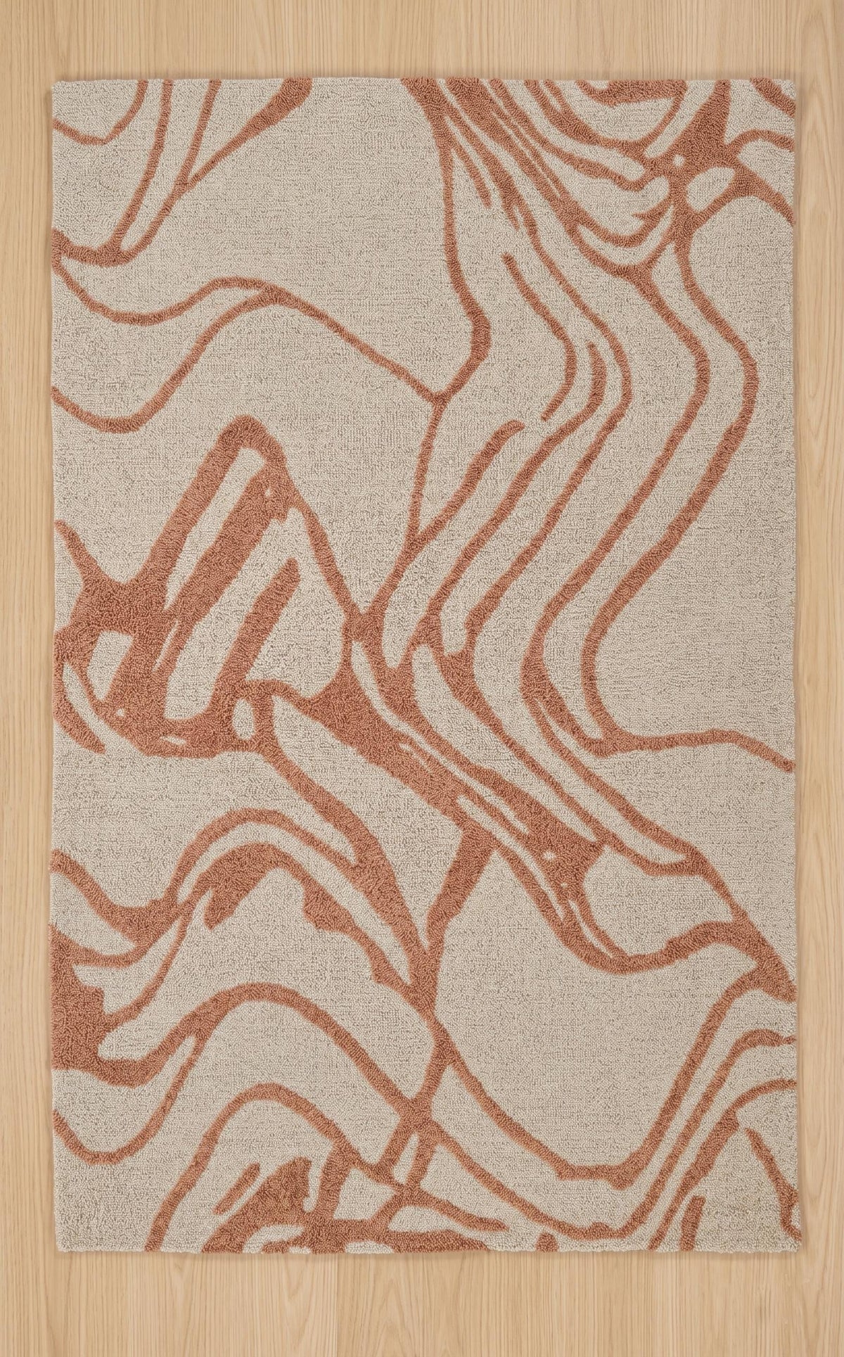 Modern Abstract Ivory & Terracotta Area Rug