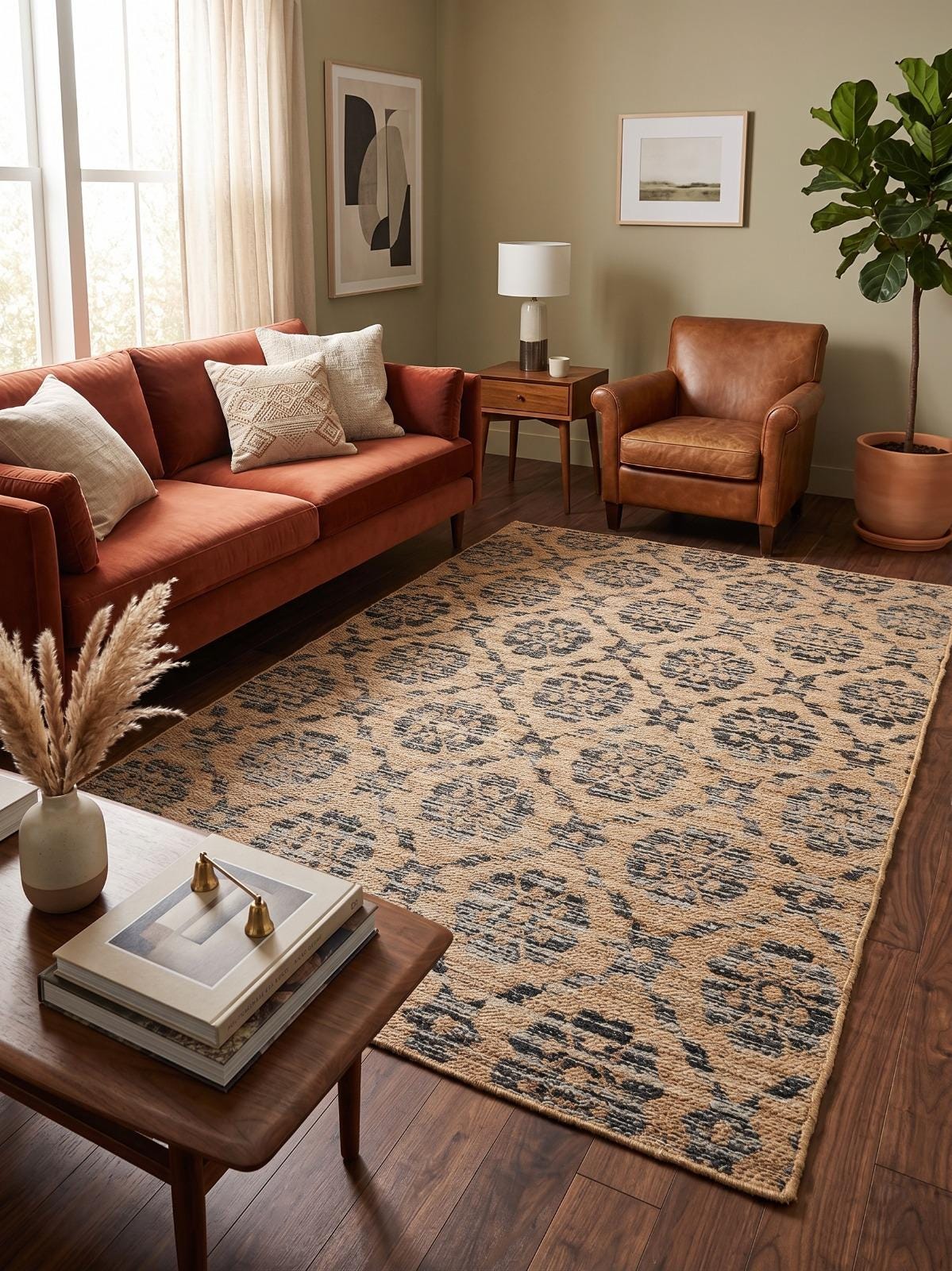 Hand Woven Wool Area Jute Rug