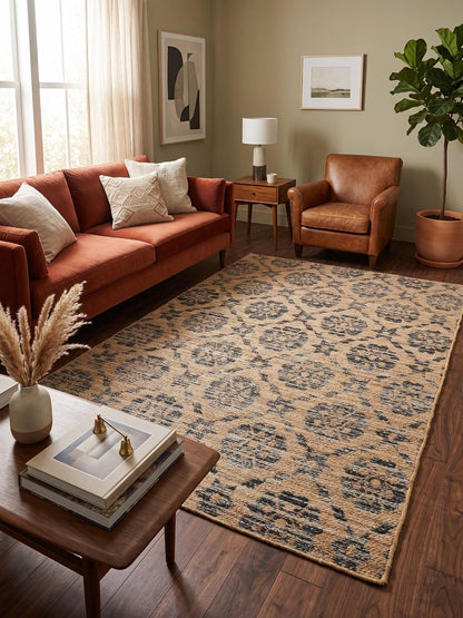 Hand Woven Wool Area Jute Rug