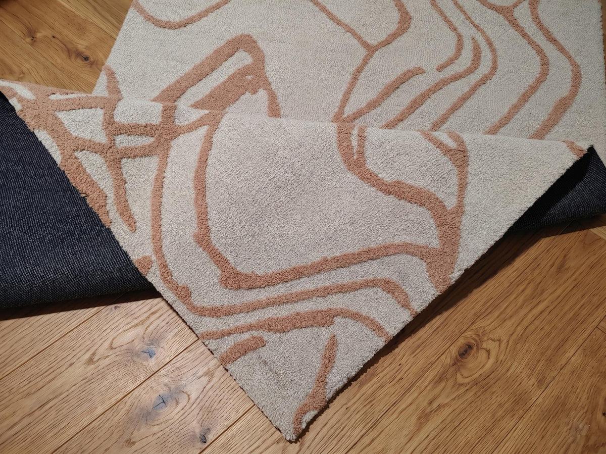 Modern Abstract Ivory & Terracotta Area Rug