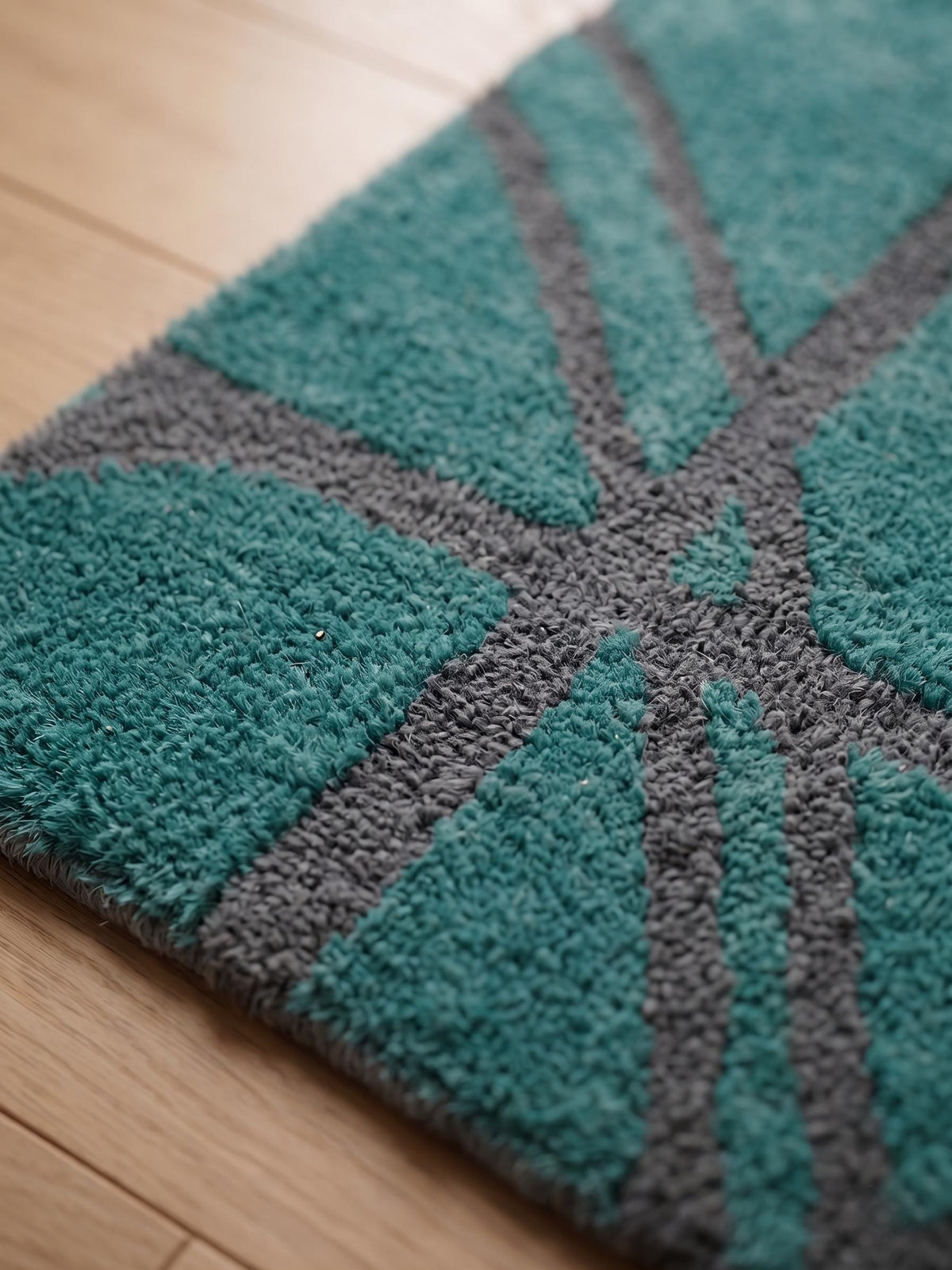Modern Aqua Blue Area Rug, Abstract Geometric Carpet, Contemporary Bedroom Living Room Floor Decor Rug