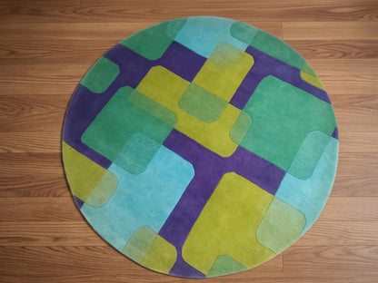 Modern Round Area Rug Colorful Geometric Abstract Rug