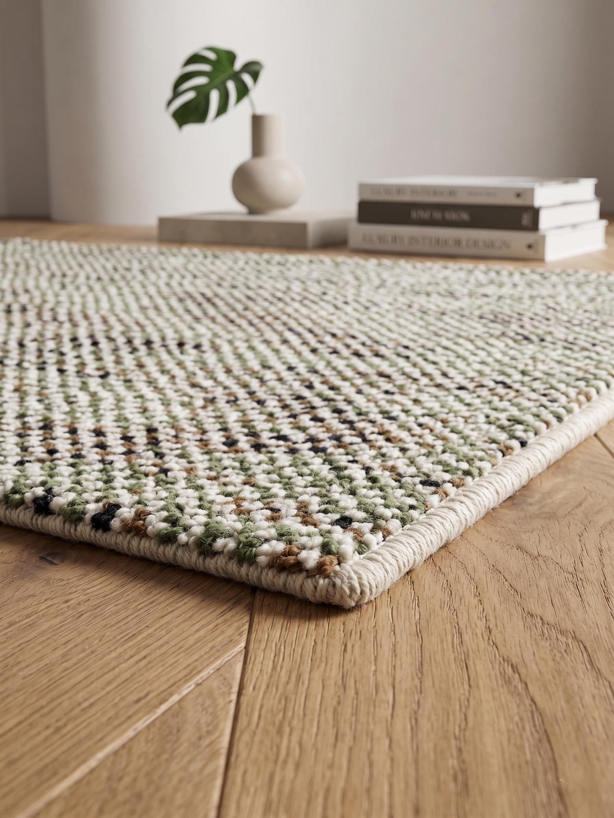 Hand Knoted Wool Area Rug, Neutral Textured Rug