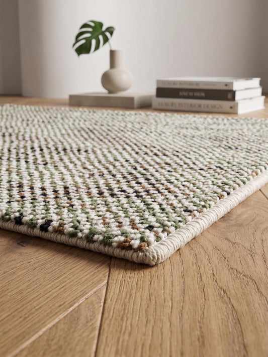 Hand Knoted Wool Area Rug, Neutral Textured Rug